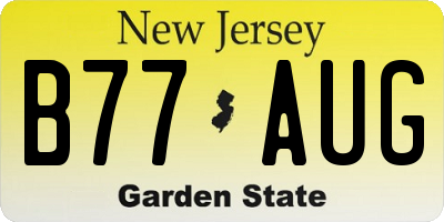 NJ license plate B77AUG