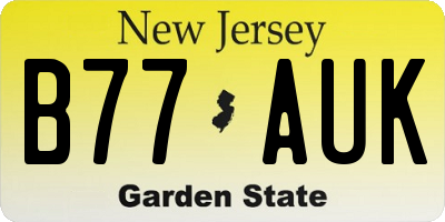 NJ license plate B77AUK
