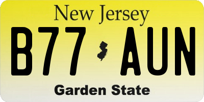 NJ license plate B77AUN