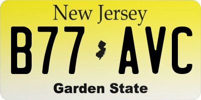 NJ license plate B77AVC