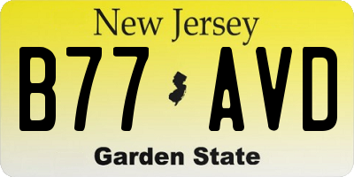 NJ license plate B77AVD