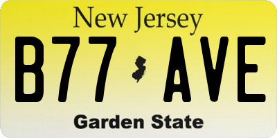 NJ license plate B77AVE