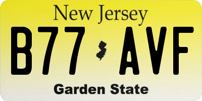 NJ license plate B77AVF