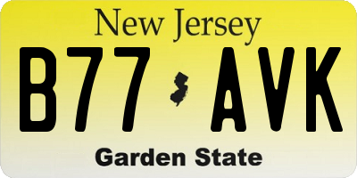 NJ license plate B77AVK