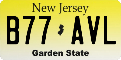 NJ license plate B77AVL