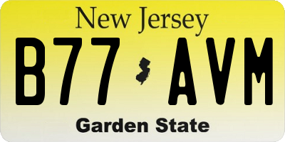 NJ license plate B77AVM