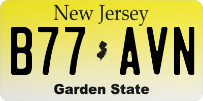 NJ license plate B77AVN