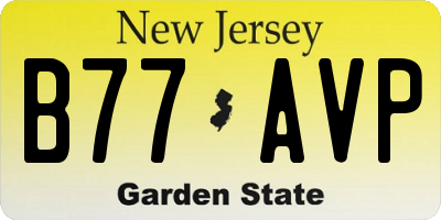 NJ license plate B77AVP