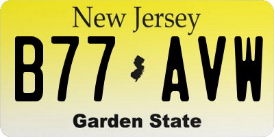 NJ license plate B77AVW