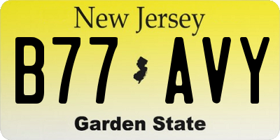 NJ license plate B77AVY