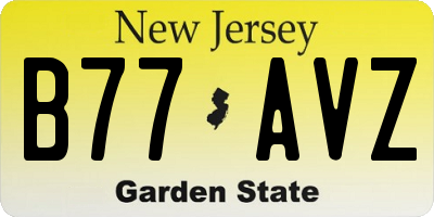 NJ license plate B77AVZ