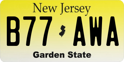 NJ license plate B77AWA
