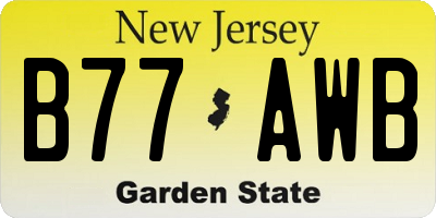 NJ license plate B77AWB