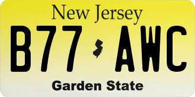 NJ license plate B77AWC