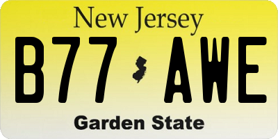 NJ license plate B77AWE