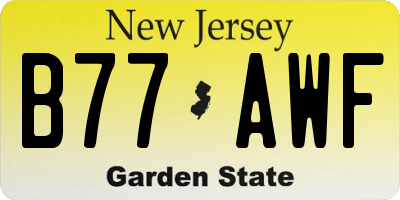 NJ license plate B77AWF