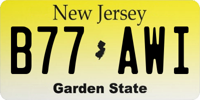 NJ license plate B77AWI