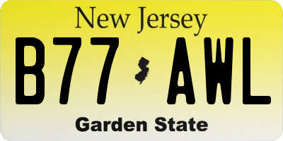 NJ license plate B77AWL