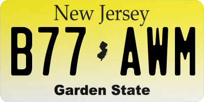 NJ license plate B77AWM