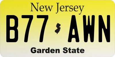 NJ license plate B77AWN