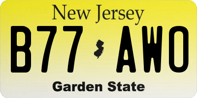 NJ license plate B77AWO