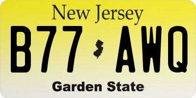 NJ license plate B77AWQ