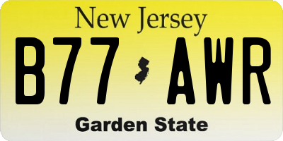 NJ license plate B77AWR