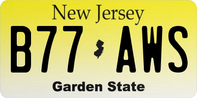 NJ license plate B77AWS