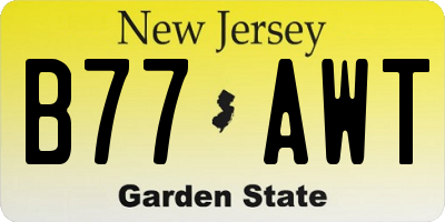 NJ license plate B77AWT