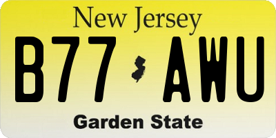 NJ license plate B77AWU
