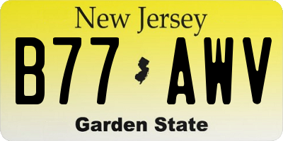 NJ license plate B77AWV
