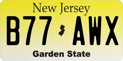 NJ license plate B77AWX