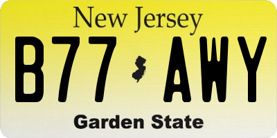 NJ license plate B77AWY