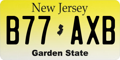 NJ license plate B77AXB