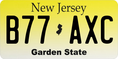 NJ license plate B77AXC