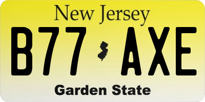 NJ license plate B77AXE
