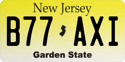 NJ license plate B77AXI