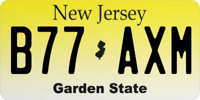 NJ license plate B77AXM