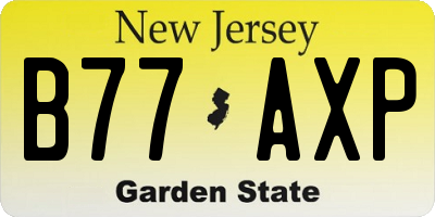 NJ license plate B77AXP