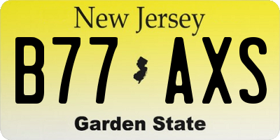 NJ license plate B77AXS