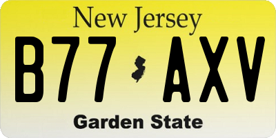 NJ license plate B77AXV