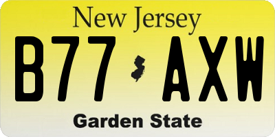 NJ license plate B77AXW