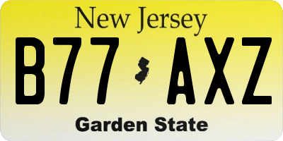 NJ license plate B77AXZ