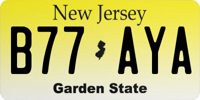 NJ license plate B77AYA