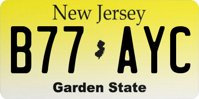 NJ license plate B77AYC