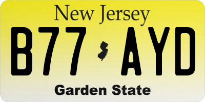 NJ license plate B77AYD