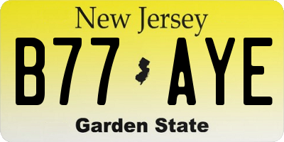NJ license plate B77AYE