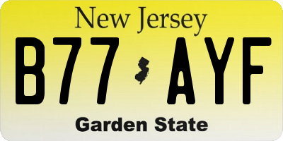 NJ license plate B77AYF