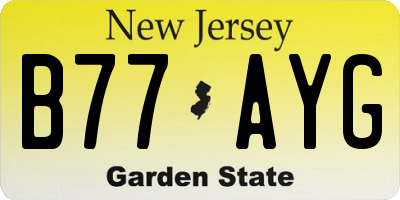 NJ license plate B77AYG