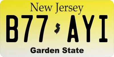NJ license plate B77AYI